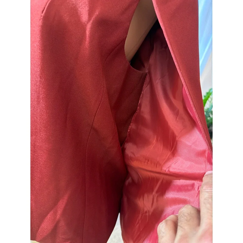Womens‎ Burgundy Cape Blazer Open Front Split Sleeve Jacket PY0415 Small Maroon